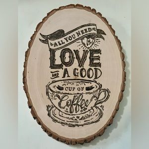 Handmade wood burned coffee sign